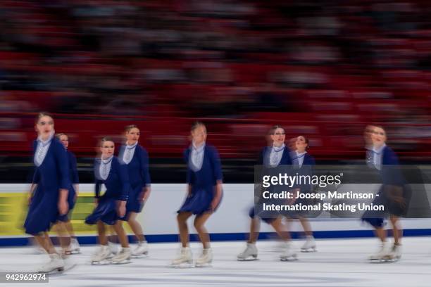 Team Sweet Mozart of Austria compete in the Free Skating during the World Synchronized Skating Championships at Ericsson Globe on April 7, 2018 in...