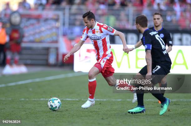 Steven Skrzybski of 1 FC Union Berlin during the 2nd Bundesliga game between Union Berlin and MSV Duisburg at Stadion an der alten Foersterei on...