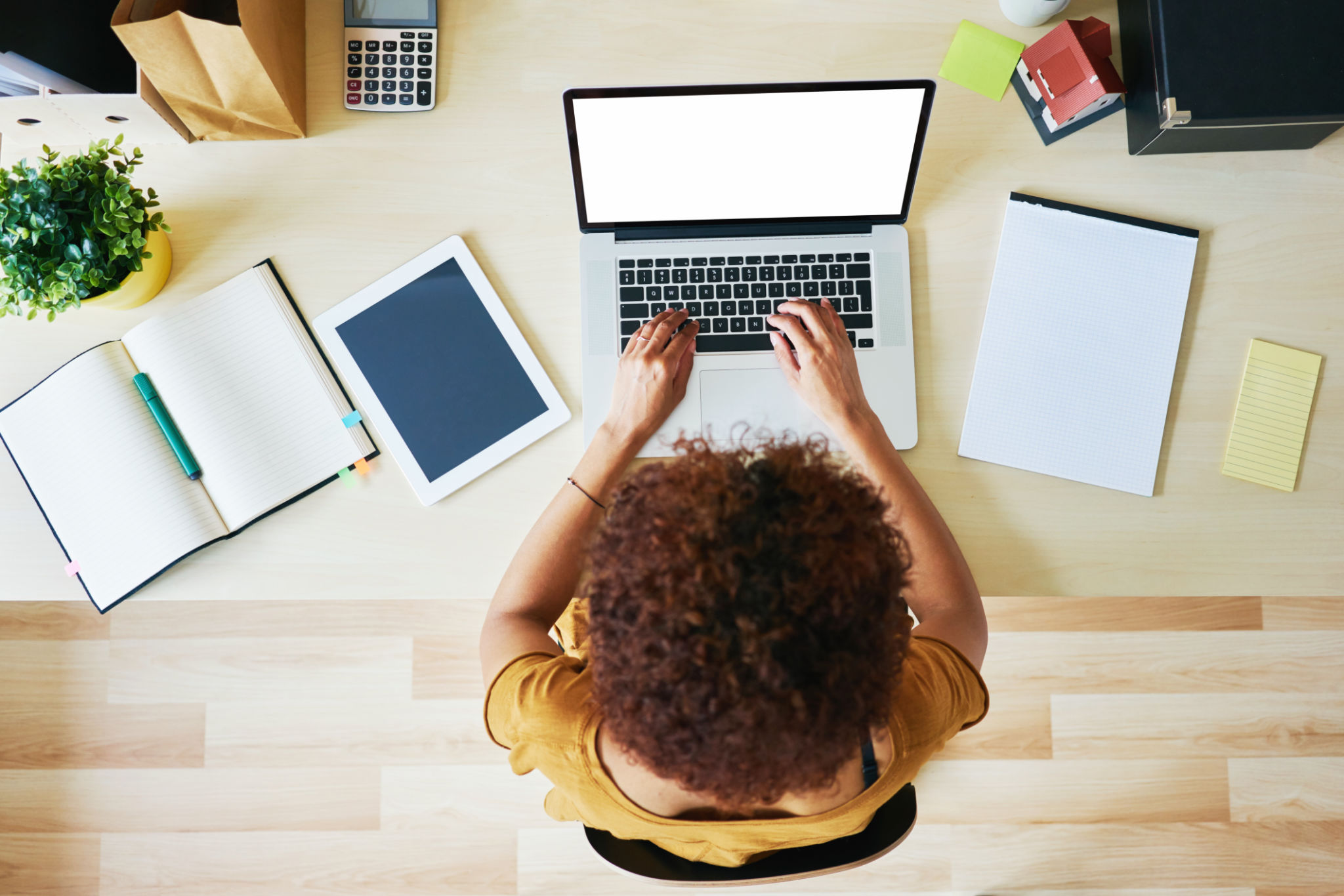 Young woman working from home Young woman working from home