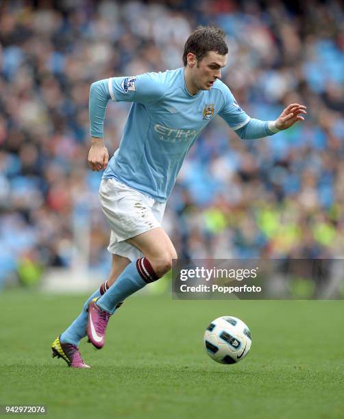 Adam Johnson of Manchester City in action during the Barclays Premier League match between Manchester City and Sunderland at the City of Manchester...