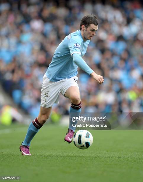 Adam Johnson of Manchester City in action during the Barclays Premier League match between Manchester City and Sunderland at the City of Manchester...