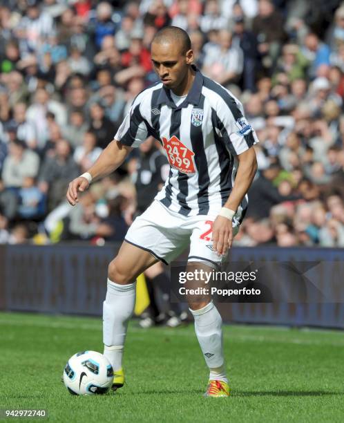 Peter Odemwingie of West Bromwich Albion in action during the Barclays Premier League match between West Bromwich Albion and Liverpool at The...