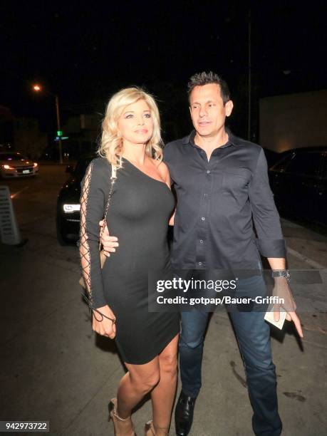 Donna D'Errico and Donald Friese are seen on April 06, 2018 in Los Angeles, California.