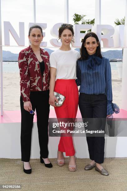 Jury Members Audrey Fouche, Paula Beer and Melisa Sozen pose at the Official Competition Jury Photocall during the 1st Cannes International Series...