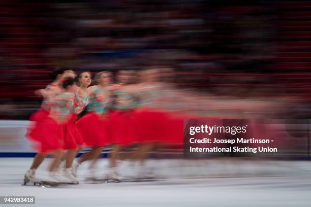 Team Olympia of Czech Republic compete in the Free Skating during the World Synchronized Skating Championships at Ericsson Globe on April 7, 2018 in...