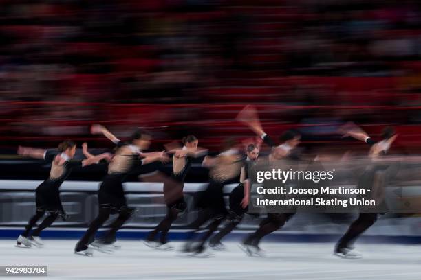 Team Zagreb Snowflakes of Croatia compete in the Free Skating during the World Synchronized Skating Championships at Ericsson Globe on April 7, 2018...