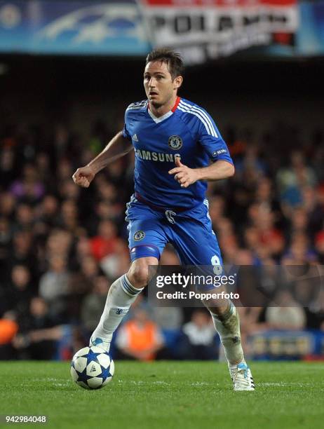 Frank Lampard of Chelsea in action during the UEFA Champions League quarter final first leg match between Chelsea and Manchester United at Stamford...