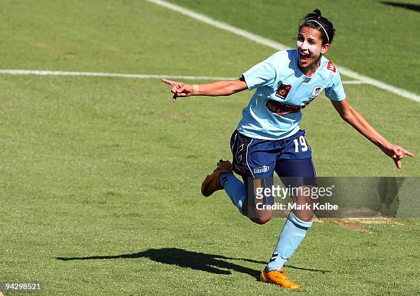 Leena Khamis of Sydney FC celebrates scoring during the W-League Semi Final match between Sydney FC and Canberra United on December 12, 2009 in...