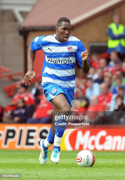 Mathieu Manset of Reading in action during the npower Championship match between Nottingham Forest and Reading at the City Ground on April 9, 2011 in...