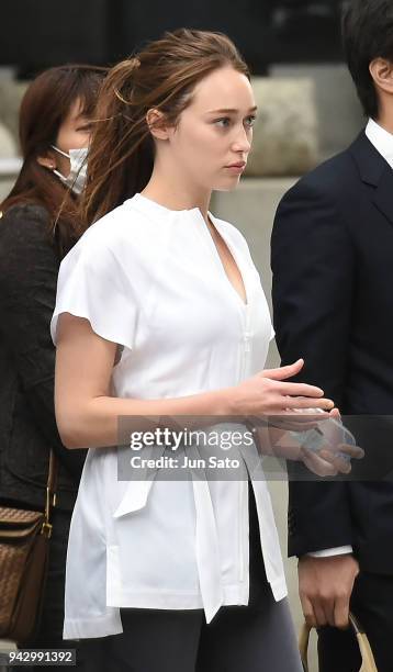 Alycia Debnam-Carey is seen filming on the streets of Nihonbashi on April 7, 2018 in Tokyo, Japan.