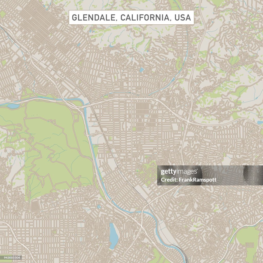 Glendale California US City Street Map