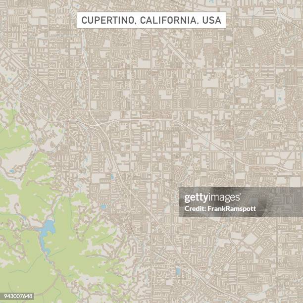 illustrazioni stock, clip art, cartoni animati e icone di tendenza di mappa di cupertino california us city street - silicon valley
