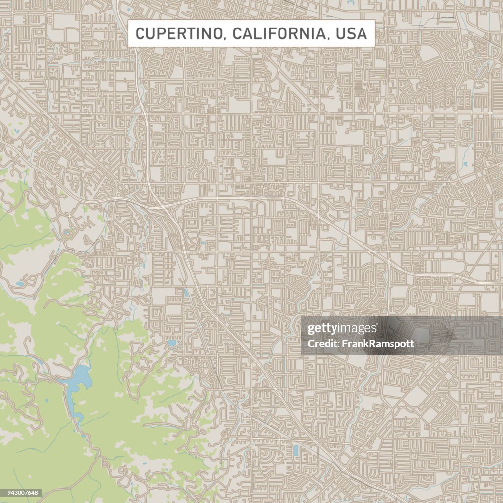 Cupertino California US City Street Map
