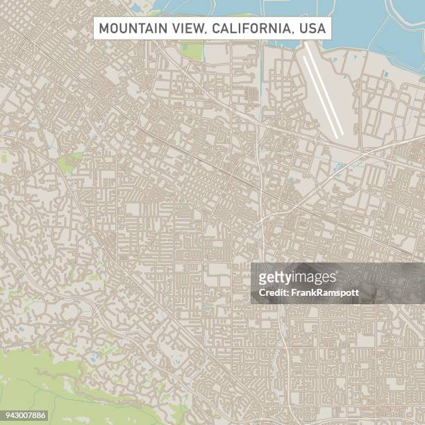 stockillustraties, clipart, cartoons en iconen met mountain view californië amerikaanse stad street kaart - birthplace of silicon valley