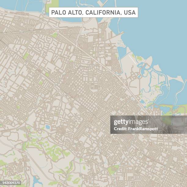 palo alto california us city street map - palo alto downtown stock illustrations