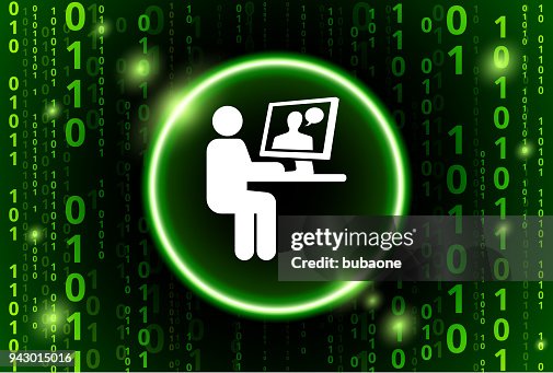Man Chating on Computer Binary Code Vector Pattern Background Man Chating on Computer Binary Code Vector Pattern Background