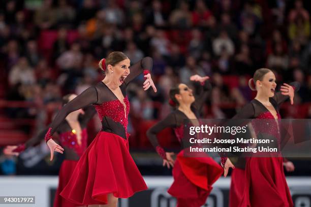 Team Passion of Hungary compete in the Free Skating during the World Synchronized Skating Championships at Ericsson Globe on April 7, 2018 in...