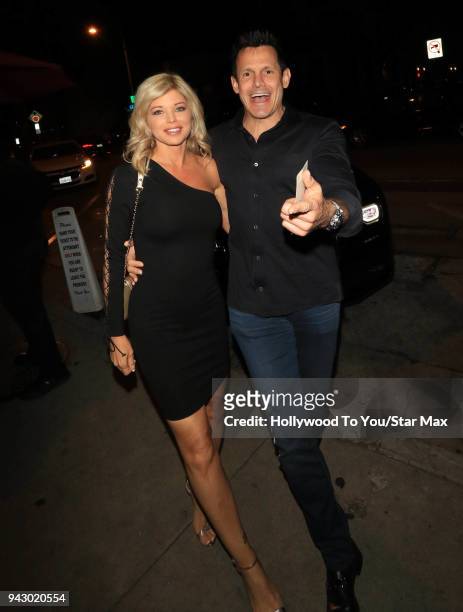 Donna D'Errico and Donald Friese are seen on April 6, 2018 in Los Angeles, California.