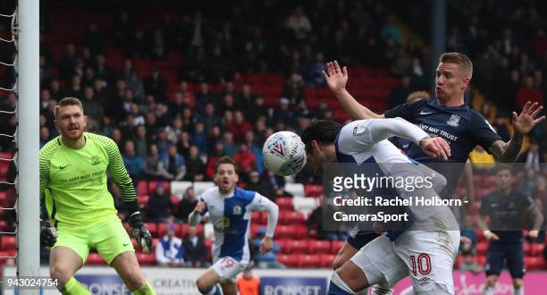 Blackburn Rovers' Danny Graham scores his side's first goal during the Sky Bet League One match between Blackburn Rovers and Southend United at Ewood...