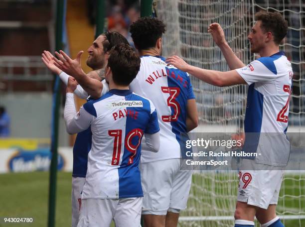 Blackburn Rovers' Danny Graham celebrates scoring his side's first goal during the Sky Bet League One match between Blackburn Rovers and Southend...