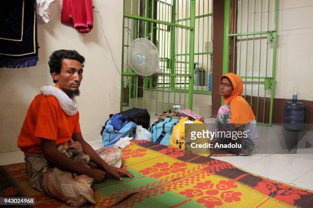Syamimah and M Ilyas take a rest at one of immigration offices rooms in Langsa, Aceh, on Saturday 7, 2018. Acehnese fishermen succeeded to rescue the...