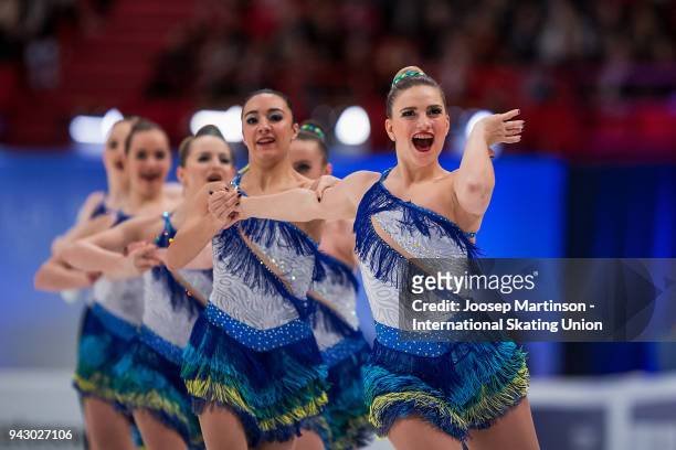 Team Zoulous of France compete in the Free Skating during the World Synchronized Skating Championships at Ericsson Globe on April 7, 2018 in...