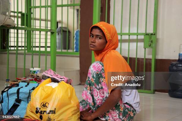 Syamimah take a rest at one of immigration office's rooms in Langsa, Aceh on Saturday April 7 2018. Acehnese Fishermen succeeded to rescue the five...