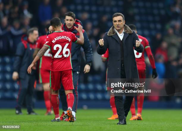 Carlos Carvalhal, Manager of Swansea City reacts following the Premier League match between West Bromwich Albion and Swansea City at The Hawthorns on...