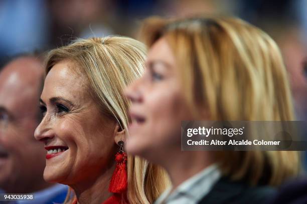 President of the Community of Madrid Cristina Cifuentes gives a speech during the Popular Party National Convention 2018 on April 7, 2018 in Seville,...