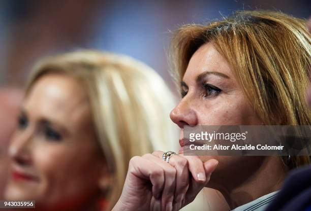 Maria Dolores de Cospedal Defence Minister and General Secretary of Popular Party looks on during the Popular Party National Convention 2018 on April...