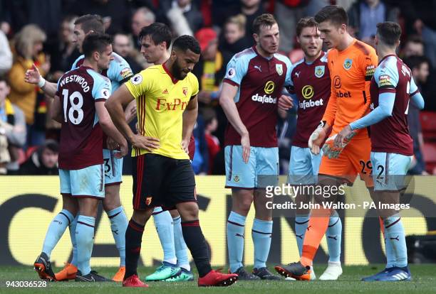 Watford's Adrian Mariappa looks dejected after the final whistle during the Premier League match at Vicarage Road, Watford.
