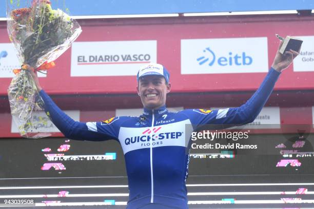 Podium / Enric Mas of Spain and Team Quick-Step Floors / Celebration / Flowers / during the 58th Vuelta Pais Vasco 2018, Stage 6 a 122,2km stage from...