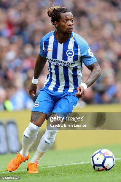 Gaetan Bong of Brighton & Hove Albion in action during the Premier League match between Brighton and Hove Albion and Huddersfield Town at Amex...