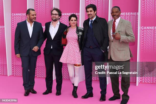 Lionel Olenga, Stephane Drovet, Aurore Erguy, Abdelhafid Metalsi and Antonio Fargas from the serie "Cherif" attend the Launch of the Official...