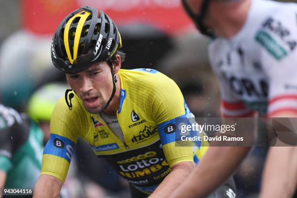 Arrival / Primoz Roglic of Slovenia and Team LottoNL-Jumbo Yellow Leader Jersey / during the 58th Vuelta Pais Vasco 2018, Stage 6 a 122,2km stage...