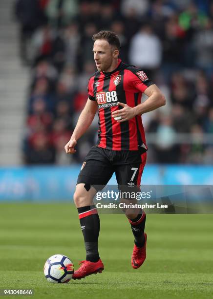 Marc Pugh of Bournemouth in action during the Premier League match between AFC Bournemouth and Crystal Palace at Vitality Stadium on April 7, 2018 in...