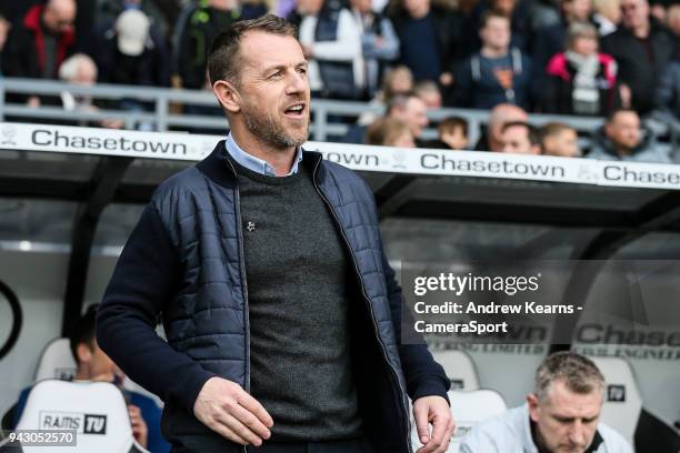 Derby County's manager Gary Rowett during the Sky Bet Championship match between Derby County and Bolton Wanderers at iPro Stadium on April 7, 2018...