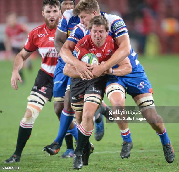 Kwagga Smith of the Emirates Lions during the Super Rugby match between Emirates Lions and DHL Stormers at Emirates Airline Park on April 07, 2018 in...