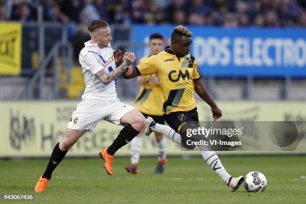 Alexander Buttner of Vitesse, Thierry Ambrose of NAC Breda during the Dutch Eredivisie match between NAC Breda and Vitesse Arnhem at the Rat Verlegh...