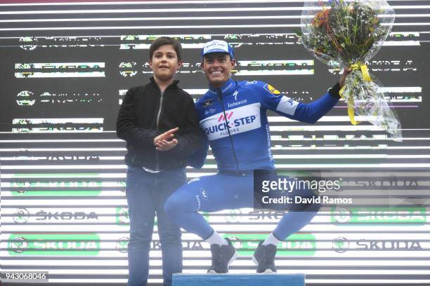 Podium / Enric Mas of Spain and Team Quick-Step Floors / Celebration / Flowers / Children / during the 58th Vuelta Pais Vasco 2018, Stage 6 a 122,2km...