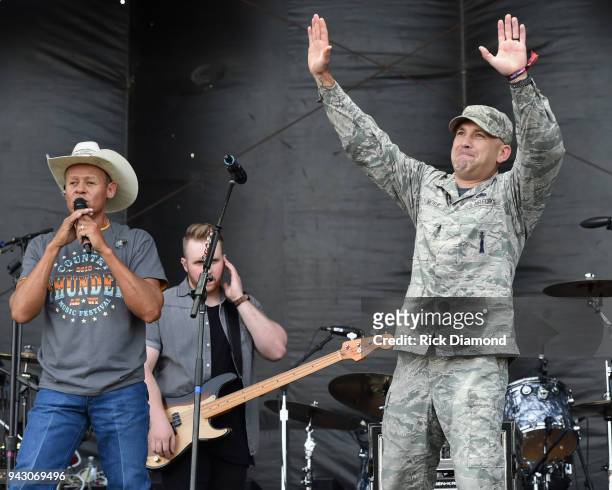 Singer/Songwriter Neal McCoy introduces SGT. John Moyle Air Force during Country Thunder Music Festival Arizona - Day 2 on April 6, 2018 in Florence,...