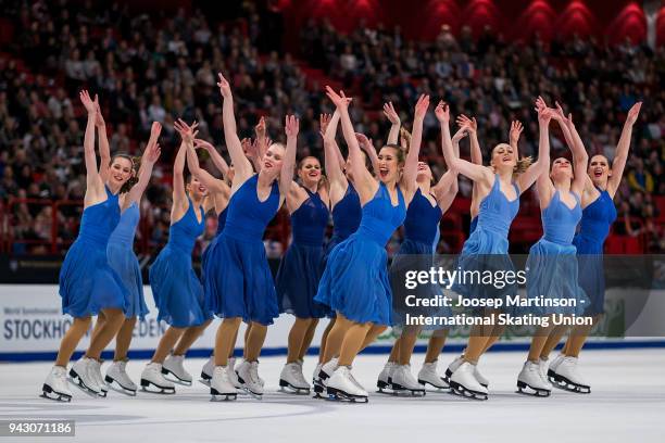 Team Nexxice of Canada compete in the Free Skating during the World Synchronized Skating Championships at Ericsson Globe on April 7, 2018 in...