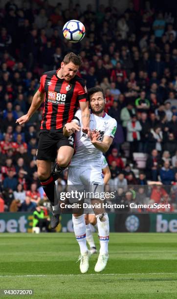 Crystal Palace's Yohan Cabaye battles with Bournemouth's Dan Gosling during the Premier League match between AFC Bournemouth and Crystal Palace at...