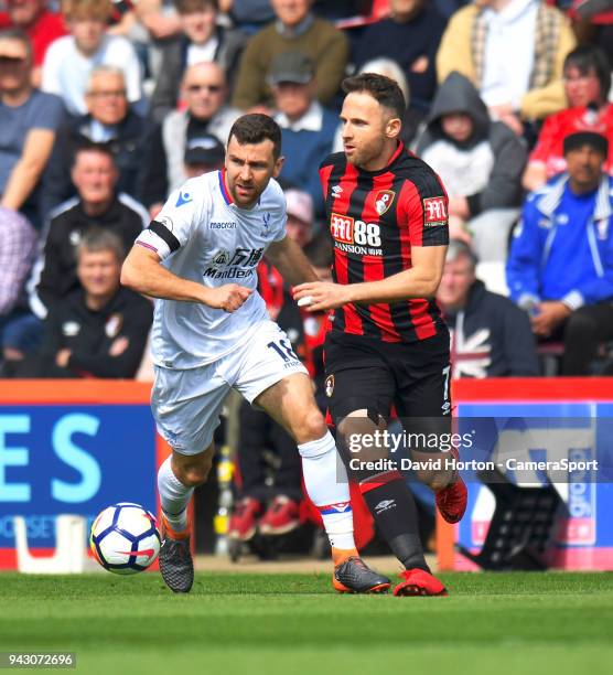 Crystal Palace's James McArthur vies for possession with Bournemouth's Marc Pugh during the Premier League match between AFC Bournemouth and Crystal...