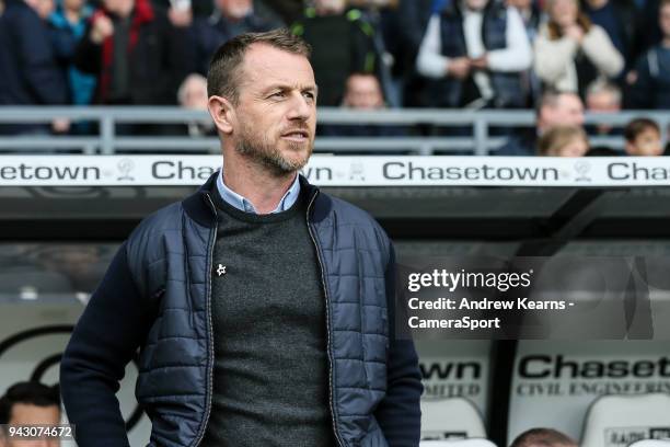 Derby County's manager Gary Rowett during the Sky Bet Championship match between Derby County and Bolton Wanderers at iPro Stadium on April 7, 2018...