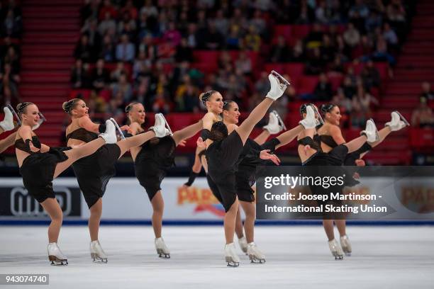 Team Unique of Finland compete in the Free Skating during the World Synchronized Skating Championships at Ericsson Globe on April 7, 2018 in...