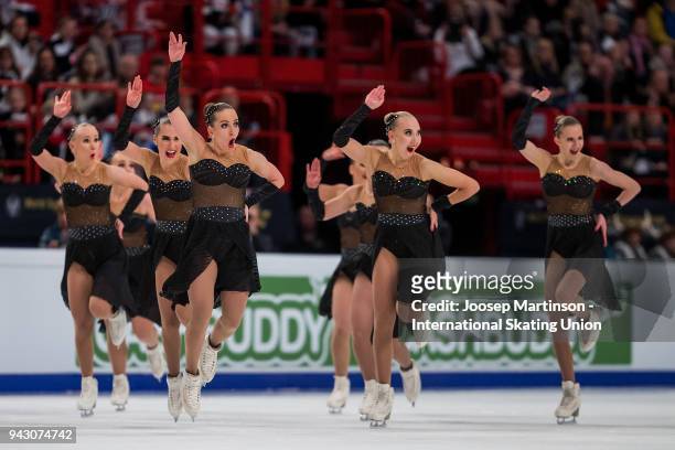 Team Unique of Finland compete in the Free Skating during the World Synchronized Skating Championships at Ericsson Globe on April 7, 2018 in...