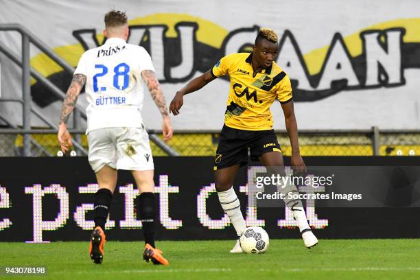 Alexander Buttner of Vitesse, Thierry Ambrose of NAC Breda during the Dutch Eredivisie match between NAC Breda v Vitesse at the Rat Verlegh Stadium...