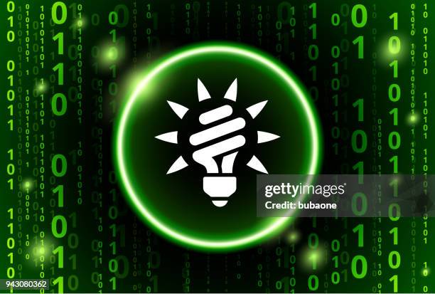 fluorescent light bulb binary code vector pattern background - binary code lightbulb stock illustrations