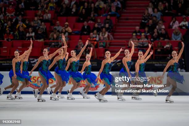 Team Marigold Ice Unity of Finland compete in the Free Skating during the World Synchronized Skating Championships at Ericsson Globe on April 7, 2018...